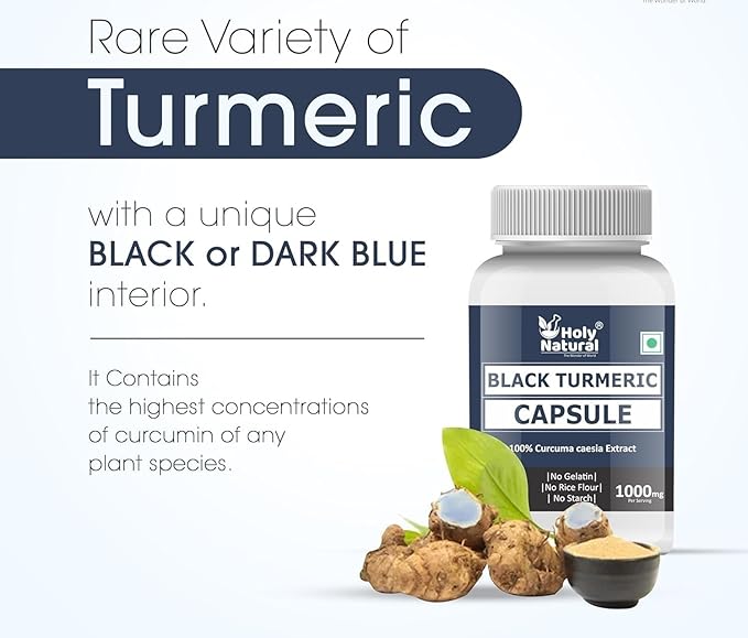 Black Turmeric Capsules - 120 Capsules | 100% Potent Black Turmeric Powder Use | 500 mg Per Capsules | 100% Pure and Natural Capsules