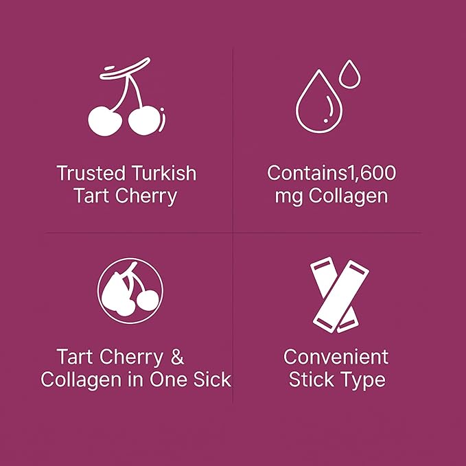 Mi-ppeum Cham&ampDeul Tart Cherry Collagen Jelly Stick 2Pack - 15 Sticks Per Pack - 1600mg Fish Collagen for Skin Elasticity &amp Hydration Tart Cherry Concentrate - Korean Collagen Jelly Stick - 콜