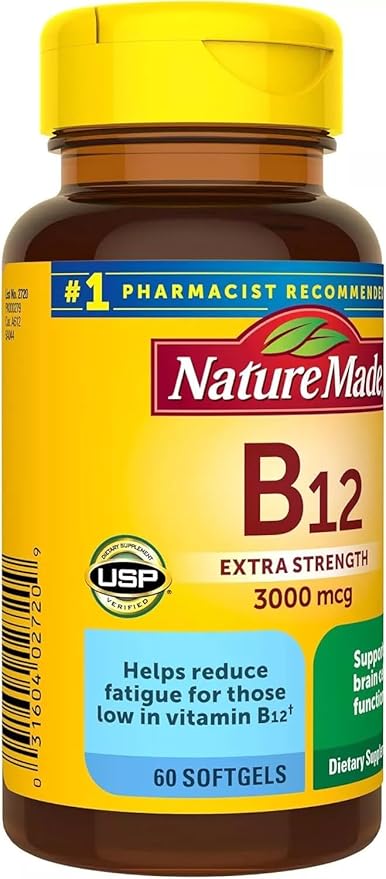 Nature Made Vitamin B-12 Softgels 3000 Mcg 60 Count Pack of 3