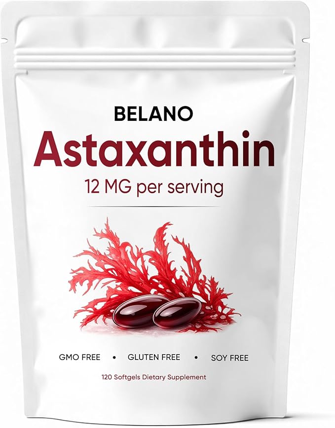 Astaxanthin 12mg Rovina Astaxanthin Supplements Softgels Supports Immune System Skin Eye and Joint Health for Daily Wellness Easy-to-Swallow Non-GMO Gluten Free 120 Softgels
