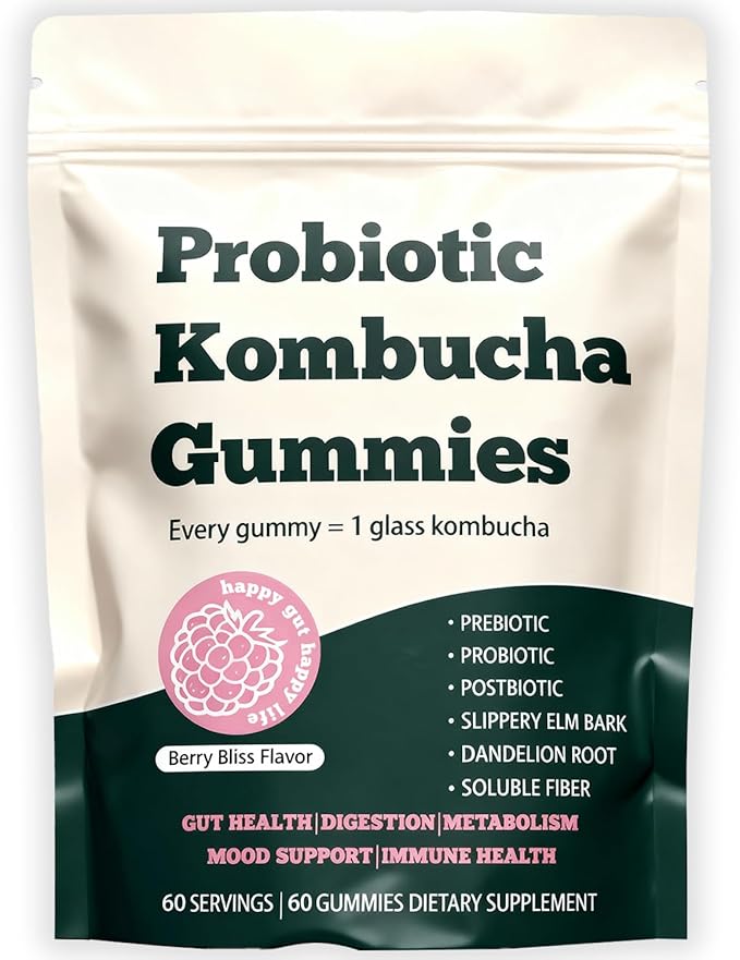 Infuse Probiotic Kombucha Gummies – 60 Gummies with Prebiotics Postbiotics &amp FiberIncludes Slippery Elm Dandelion Root &amp MCT OilSupports Digestive Health Bloating Relief &amp Gut Suppor