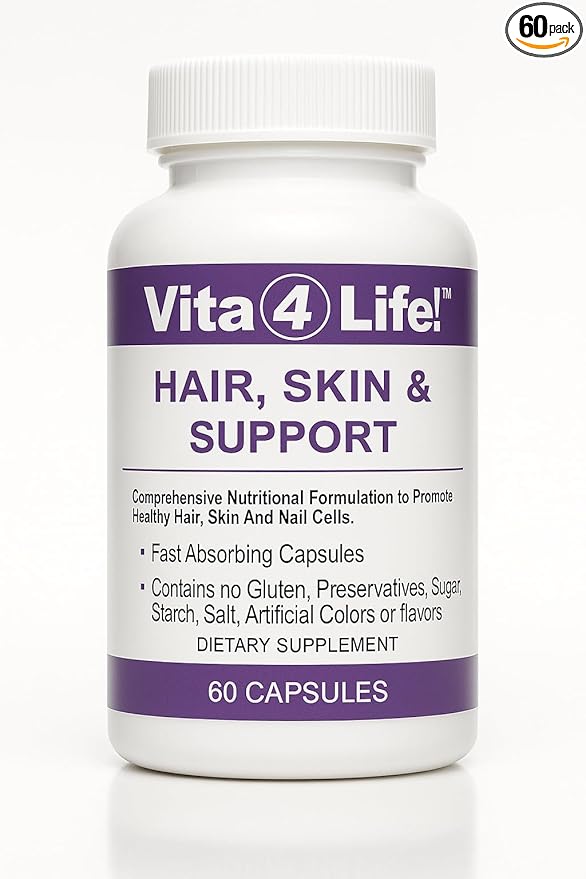 Vita4Life!® Biotin 2000mcg + MSM Hair Growth Vitamins for Women &amp Men | Hair Skin &amp Nail Support Supplement with Vitamin A E Zinc | Fast Absorbing Capsules 60 Count 30-Day Supply