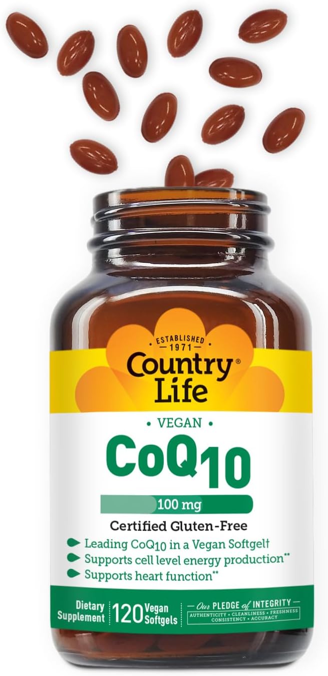 Country Life Simply CoQ10 Supports Heart Function 100mg 120 Softgels Certified Gluten Free Certified Vegan…