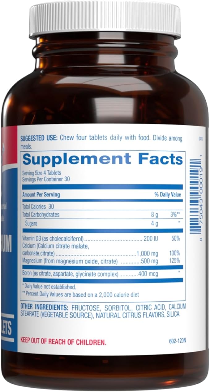 Chewable Calcium Supplement for Women - Clinical Bone Supplement with Chewable Calcium with Vitamin D Magnesium and Boron Complex for Bone Health &amp Strength Support - Made in The USA - 30 Servings