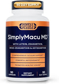 Simply Macu MD – Advanced Vision Support Supplement with Lutein Zeaxanthin Meso-Zeaxanthin &amp Astaxanthin – Bilberry Extract – Vegan Non-GMO Gluten Free – 90 Day Supply (90 Capsules)