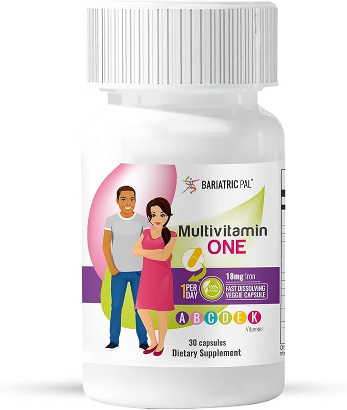 BariatricPal 30-Day Bariatric Vitamin Bundle (Multivitamin ONE 1 per Day! Capsule with 18mg Iron and Calcium Citrate Soft Chews 500mg with Probiotics - Orange Creamsicle)