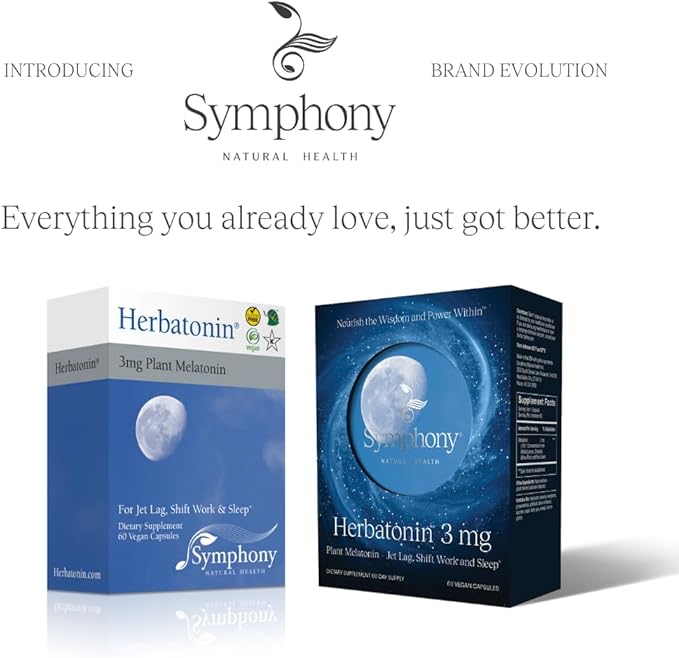 Herbatonin® 3mg - The First Phyto-Melatonin (Natural Plant Melatonin) for Sleep Cycle Body Clock and Circadian Rhythm Support for Jet Lag Shift Work and Sleeplessness 60 Vegan Capsules