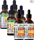 NUSAVA Vitamin B12 Liquid Drops Bundle Strawberry Flavored D3 K2 &amp Vanilla Flavored D3 K2 - Potent Liquid Vitamins for Heart Energy Brain &amp Immune Support - Non-GMO Gluten-Free 2pk Each