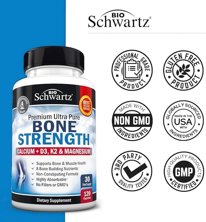 BioSchwartz Daily Fruits and Veggies Supplement for Women and Men (1 Month Supply) Plus Bone Strength Mineral Supplement with Calcium and Magnesium (1 Month Supply)