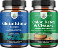 Bundle of Reduced Glutathione Supplement with Alpha Lipoic Acid &amp Milk Thistle Silymarin for Skin Radiance and Colon Cleanser &amp Detox - Lactobacillus Acidophilus Probiotic Supplement Body Clea