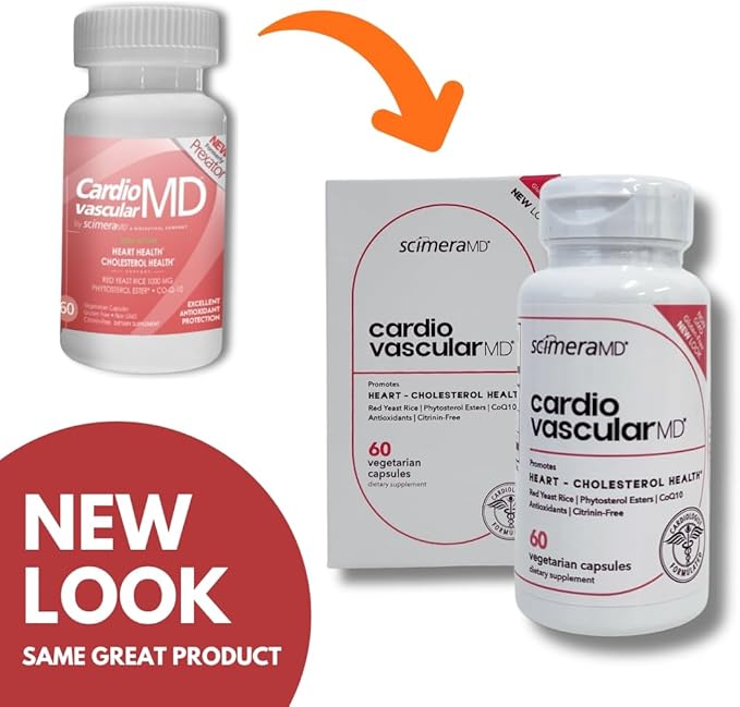 ScimeraMD® CardiovascularMD Red Yeast Rice Supplement with Phytosterol Ester and CoQ10 for Heart Health and Cholesterol Support 60 CT
