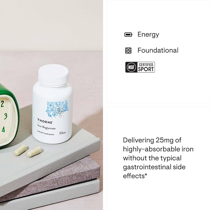 THORNE - Nutrient Essentials Duo - Iron Bisglycinate &amp B-Complex #12 for Energy Support and Blood Building - 60 Servings