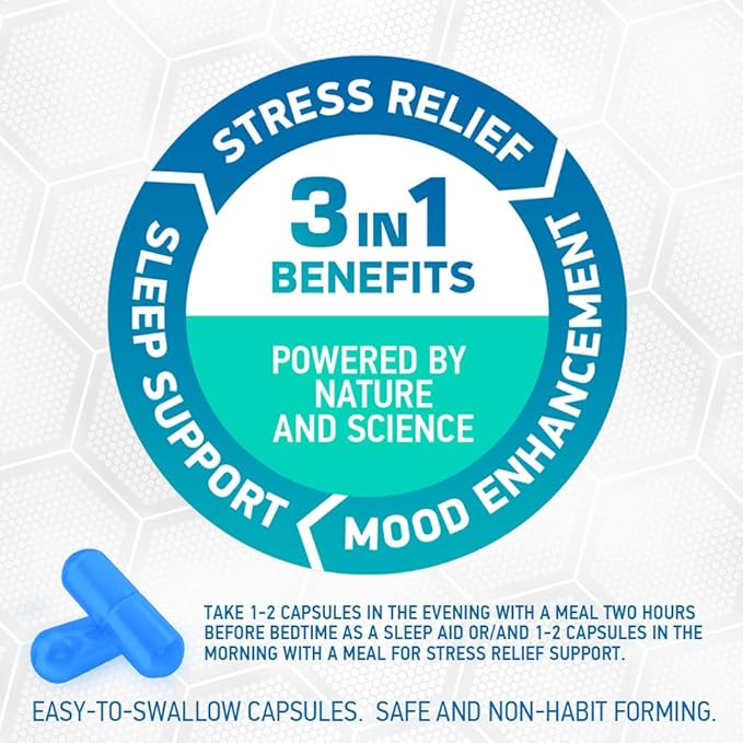 HARDLABZ Relax - All-Natural Stress Relief Sleep Support Mood Enhancement Herbal Supplement with Ivan Tea Valerian Ginseng Lavender Lemon Balm Motherwort 60 Capsules