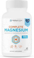 Terraform Nutrition Complete Magnesium Complex - 4 Forms of Magnesium (Glycinate Malate Oxide &amp Citrate) Plus Aquamin for Support of Muscles Sleep Energy &amp Relaxation - 60 Capsules