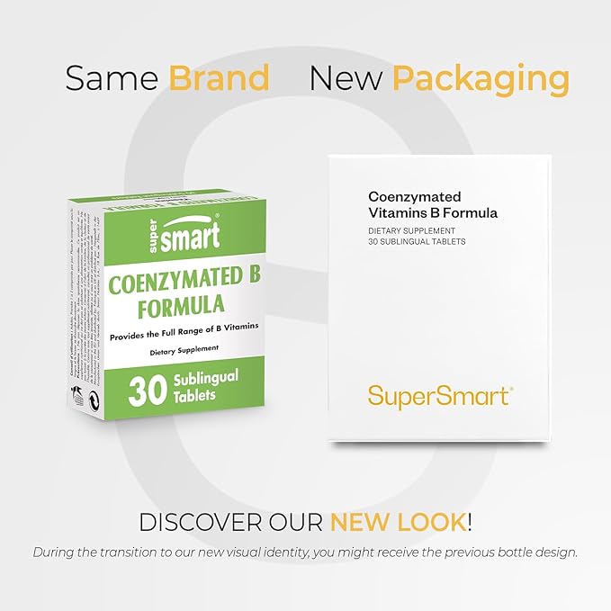 Supersmart - Coenzymated B Formula - Contains All the B Group Vitamins - Five Times More Active | Non-GMO &amp Gluten Free - 30 Tablets