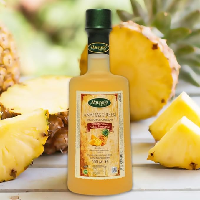 Natural Fermented Pineapple Vinegar 16.9 fl oz - Tropical Flavor for Salads Sauces and Drinks (Pack of 2)
