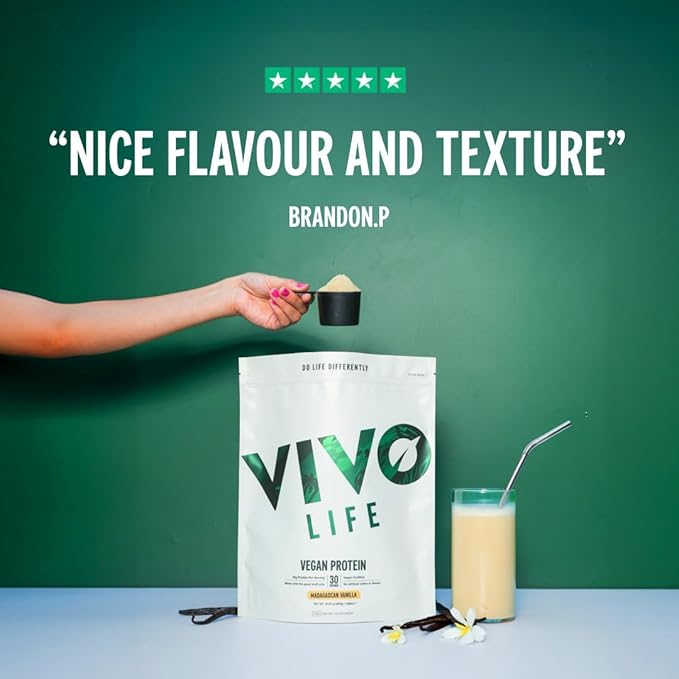 VIVO Vegan Protein Powder - 0.7 oz of Plant-Based Protein per Scoop 30 Servings (33.8 oz) (Dark Chocolate)