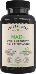 Crystal Star NAD+ (60 Tablets) - Patented NAD for Cellular Energy &amp Healthy Aging - Clinically-Proven More Efficient Than Nicotinamide Riboside - 30 Day Supply - Non-GMO