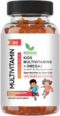 Mishas Nutraceuticals Kids Multivitamin Gummies with Omega 3 Fish Oil (EPA/DHA) Vitamin D3 C B12 B6 Vitamin A K &amp Zinc Immune Support Gluten-Free Three Fruit Flavors 60 Count (30-Day Supp