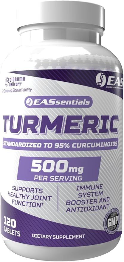EAS Turmeric 500mg | 95% Standardized Curcuminoids | Boost Antioxidants Immunity &amp Joint Function | Better Absorption with Cyclosome Delivery | 120 Tablets