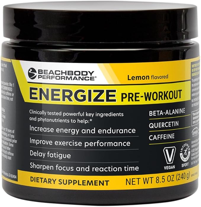 BODi Energize Pre Workout Powder - Beta-Alanine Quercetin &amp Low-Dose Caffeine Formula for Enhanced Energy &amp Focus Increase Energy &amp Endurance Supplement Lemon Flavored 40 Servings