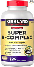 Kirkland Signature Super B-Complex with Electrolytes 500 Tablets (4 Pack)