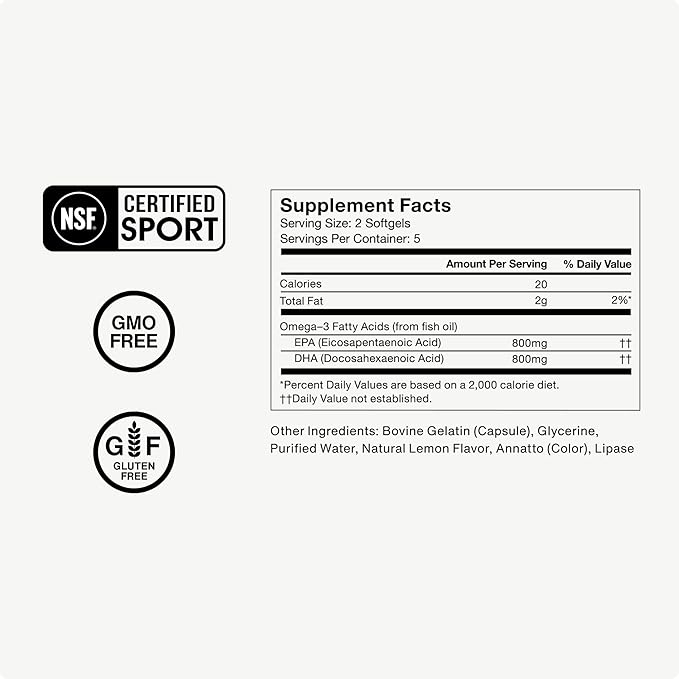 Momentous Omega-3 Fish Oil 1600 mg &amp Vitamin D3 Supplement - Daily Omega-3 Supplement for EPA &amp DHA &amp 5000 IU Capsules to Support Foundational &amp Joint Health - NSF Certified GMO-Fre