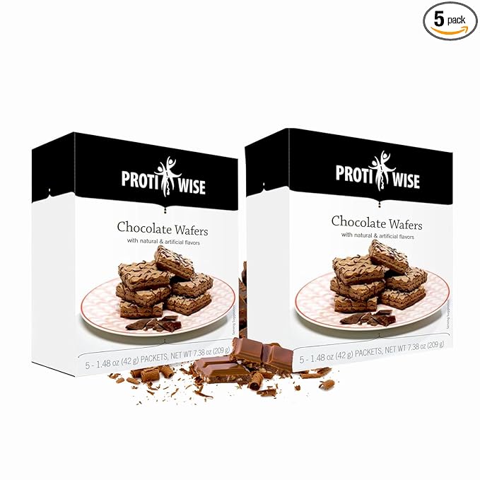 ProtiWise High Protein Wafers | Chocolate | 15g Protein Per Serving Low Carb Low Sugar High Fiber Snack | Gluten-Free Keto-Friendly Diet for Hunger Control &amp Weight Loss | Pack of 2 (5/Box)