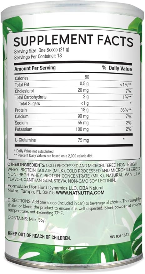 Natural Nutra Grass Fed Vanilla Show Me The Whey Protein Source Powder Enhance Digestion Improve Body Fluid Flow Support Bone Health and Boost Immunity Gluten Free Sugar-Free Non-GMO 13.3oz