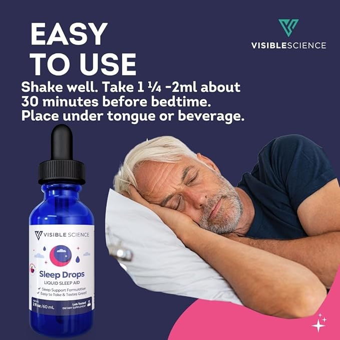 Sleep Drops – Berry Flavor Liquid Sleep Aid with Melatonin L-Theanine &amp Botanicals – Fast-Acting Natural Sleep Support – Alcohol-Free – 2 fl oz (60 mL)