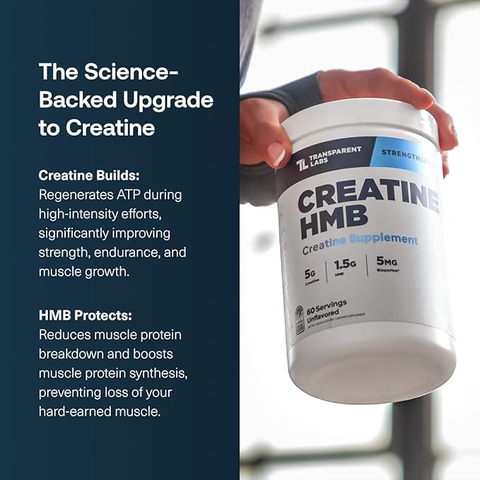 Transparent Labs Creatine HMB - Creatine Monohydrate Powder with HMB for Muscle Growth Increased Strength Enhanced Energy Output and Improved Athletic Performance - 30 Servings Tropical Punch