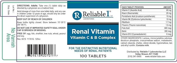 Reliable 1 Renal Vitamin C &amp B Complex (2 Bottles)