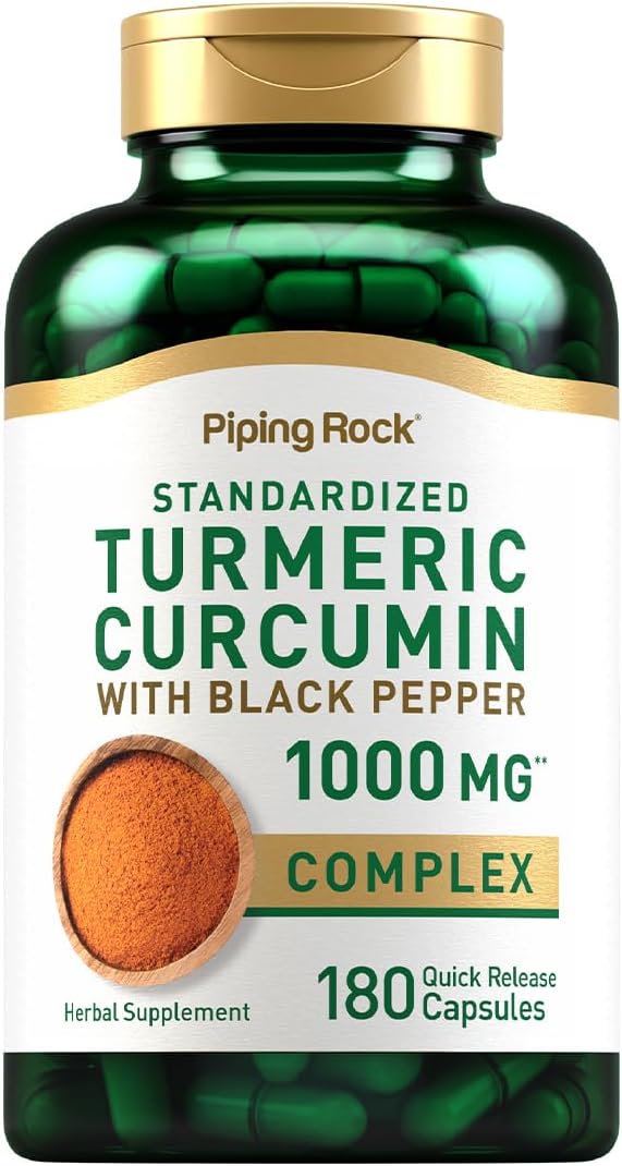 Piping Rock Turmeric Curcumin with Black Pepper Extract | 180 Capsules | Complex Herb Supplement | Non-GMO Gluten Free