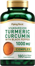 Piping Rock Turmeric Curcumin with Black Pepper Extract | 180 Capsules | Complex Herb Supplement | Non-GMO Gluten Free