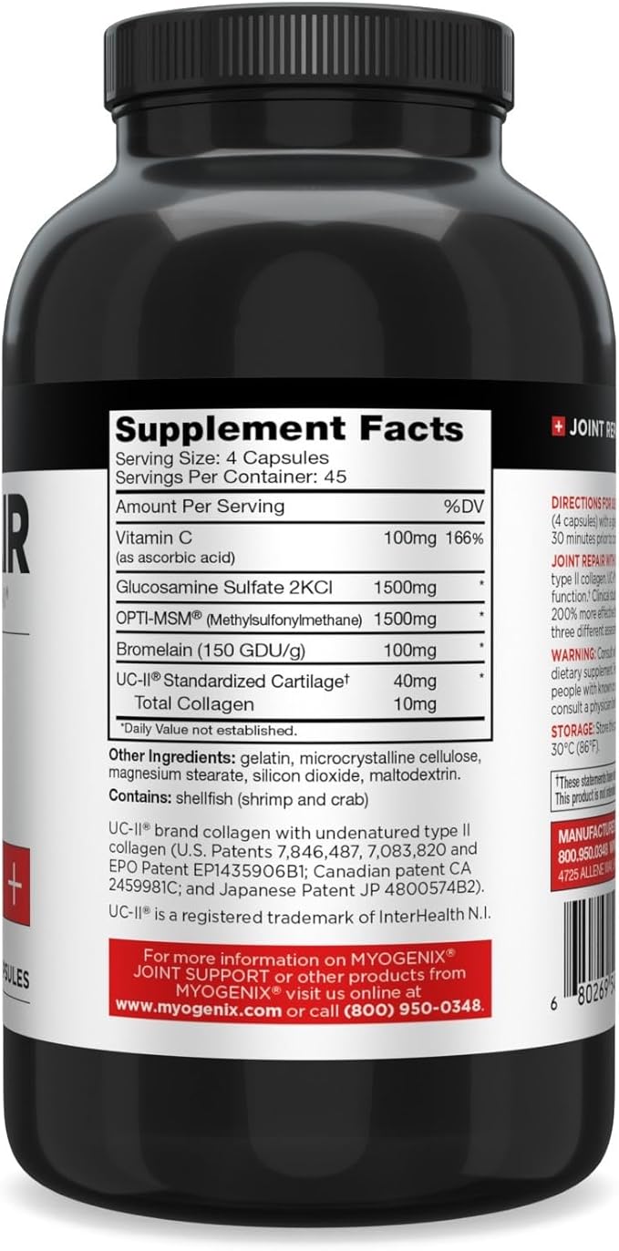 Myogenix Joint &amp Tissue Supplement &amp Myolean Strawberry Whey Protein – Recovery &amp Performance Bundle – UC-II Collagen MSM and 40g High-Protein Whey for Muscle &amp Joint Support