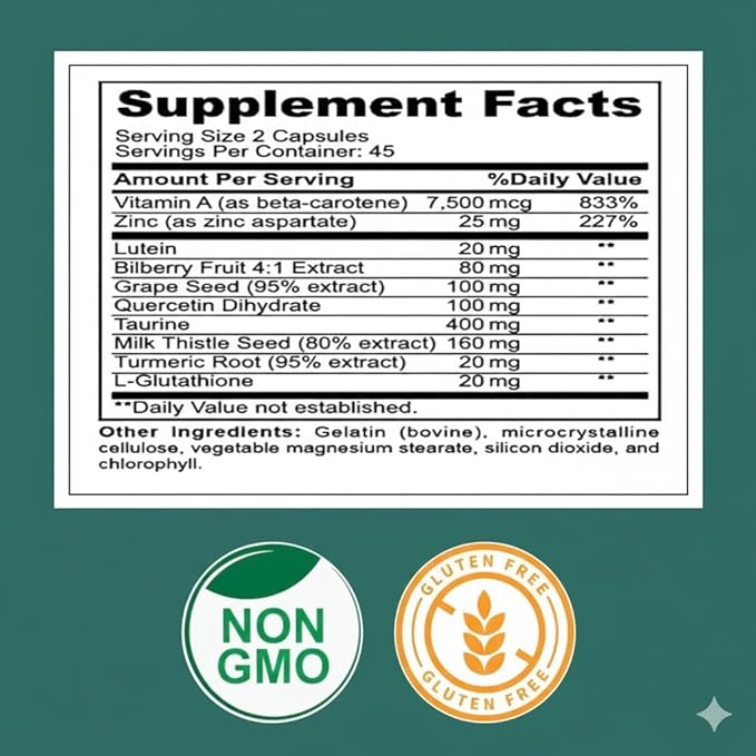 Optikind Best Eye Vitamins for Blurry Vision.Eye Health Supplements for Adults with Lutein for Macular Health Eye Vision Eye Strain and Fatigue.with Zinc and Vitamin A for Support