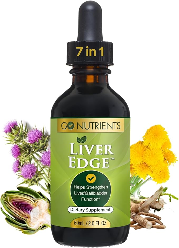 Go Nutrients Liver Edge – Milk Thistle Supplement for Liver Cleanse Detox &amp Repair with Artichoke Extract for Health &amp Fatty Liver Support Organic Liquid Drops &amp Tincture - 2 oz 48 Serv