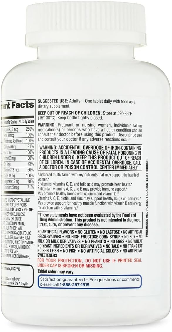 Equate One Daily Women's Multivitamin Multimineral Supplement Tablets for Adult Women 200 Count Sticker