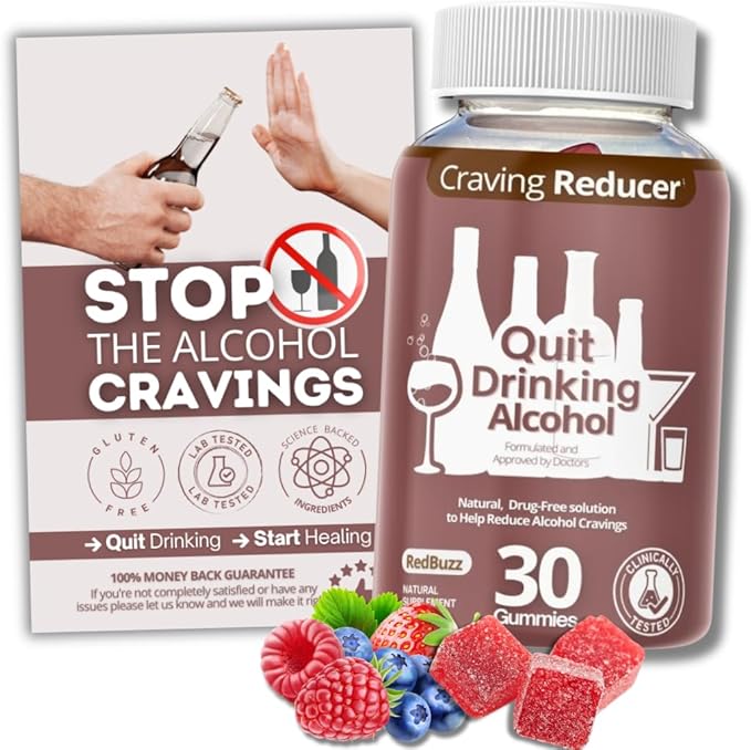 Quit Drinking Alcohol Aid | 100% Drug-Free Natural Works Fast Support Gummies to Help Less Cravings Suppress Triggers Before During &amp After Quitting