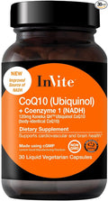 Invite Health CoQ10 (Ubiquinol) and NADH - Coenzyme Supplement Supports Cardiovascular and Brain Health - Contains Kaneka Ubiquinol for Better Absorption - 30 Liquid Filled Vegetarian Capsules