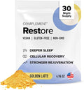 Complement Restore Golden Latte - Calm Magnesium Powder Reishi Ashwagandha Valerian &amp L-Theanine - Deep Sleep Aid Drink Nighttime Recovery Relaxation Adaptogens Mix - No Melatonin (30 Serving