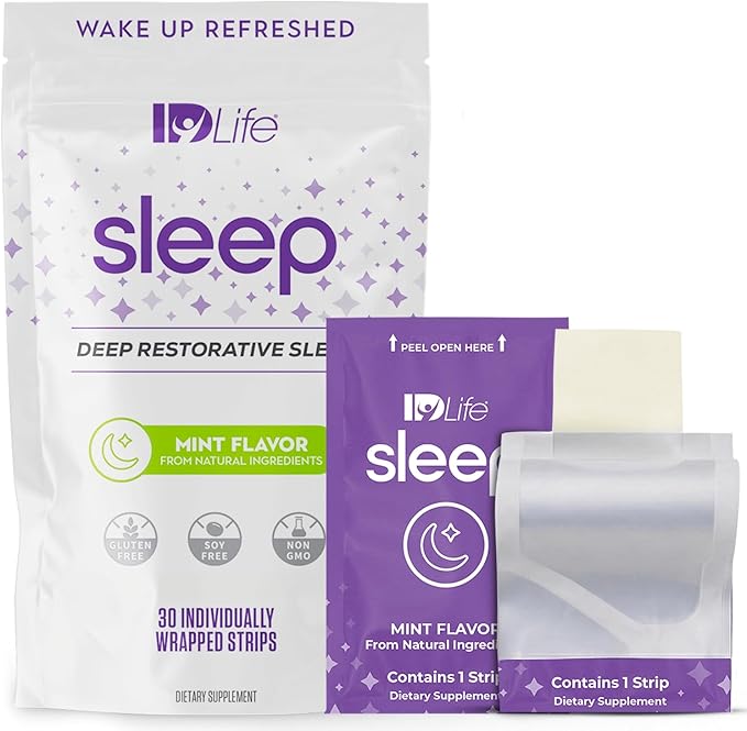 IDLife - Sleep Aid for Grown-Ups - Non-GMO - Non-Habit Forming - Gentle Blend with Melatonin L-Theanine and 5HTP - 30 Individually Wrapped Strips