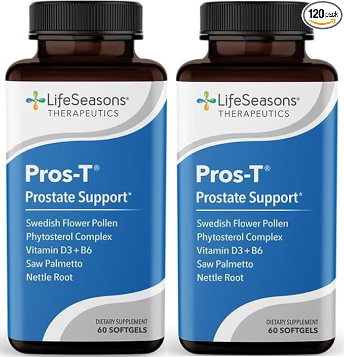Pros-T - Prostate Support Supplement - Saw Palmetto Phytosterol Zinc Nettle Vitamin D-3 &amp B6 - Promote Healthy Prostate Function &amp Normal Urinary Flow - Improve Tissue - 60 Softgels (Pack