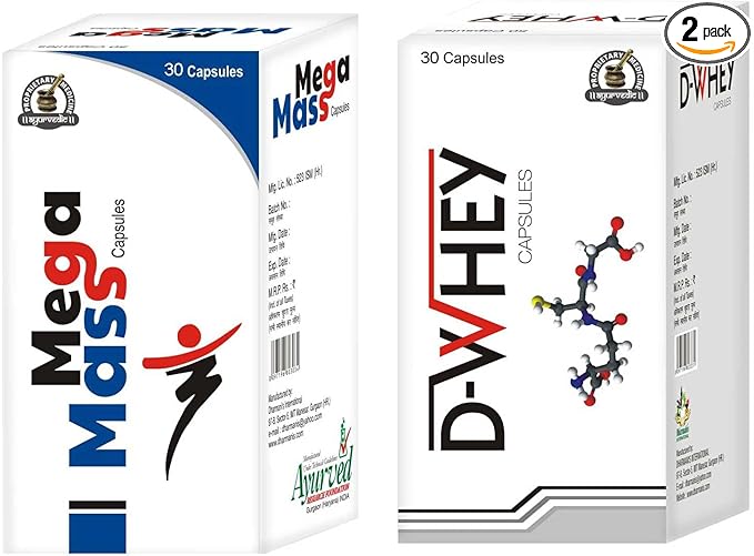 Generic Mega Mass Whey Protein Powder Capsules 30 Pills Each Combo Pack of 60 Capsules (30pillsx2) Small Black