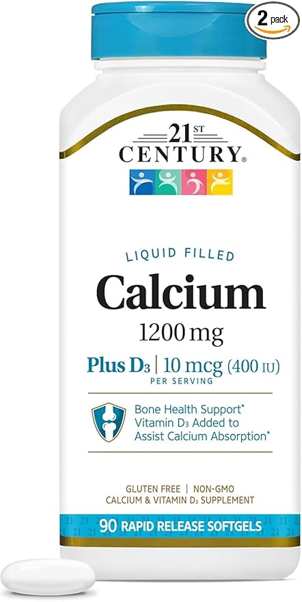 21st Century Calcium +D 600Mg-200U Gelcaps 90 Count (2 Pack)