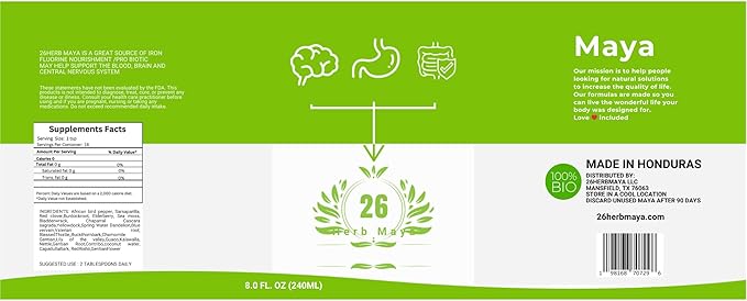 26 Herb Dr. Sebi Maya Formula | Iron-Rich Herbal Blend | Supports Fasting &amp Wellness | Supports Colon Cleanse &amp Full Body Detox | Made with Wildcrafted Ingredients in Honduras