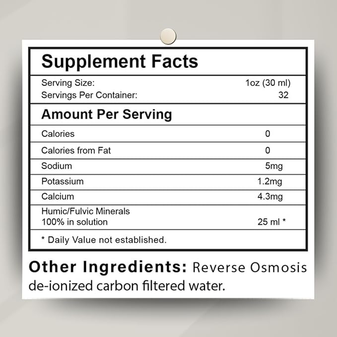 Humic Fulvic Blend – Liquid Supplement for Gut Health &amp Digestive Balance – Natural Plant-Based Shelf-Stable Vegan Non-GMO – 32 fl oz