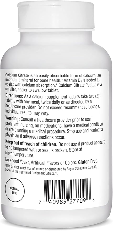 21st Century Calcium Citrate Petites + D3 Coated Tablets - 200 Tablets Pack of 3
