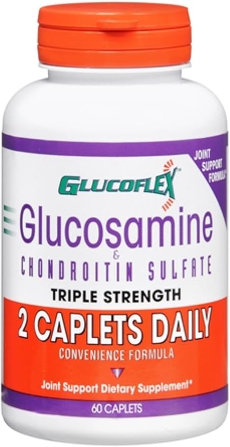 Glucoflex Glucosamine &amp Chondroitin Sulfate Dietary Supplement Caplets Triple Strength [2-A-Day] 60 ea (Pack of 9)