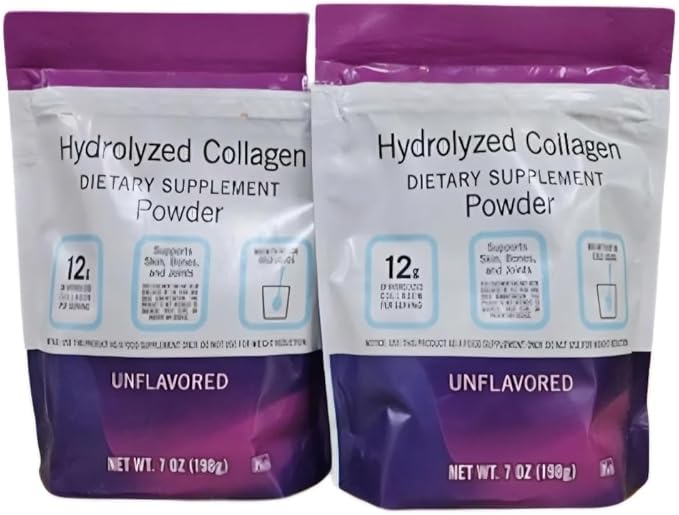 Hydrolyzed Collagen Unflavored Powder 7oz 198g (Two Bags)